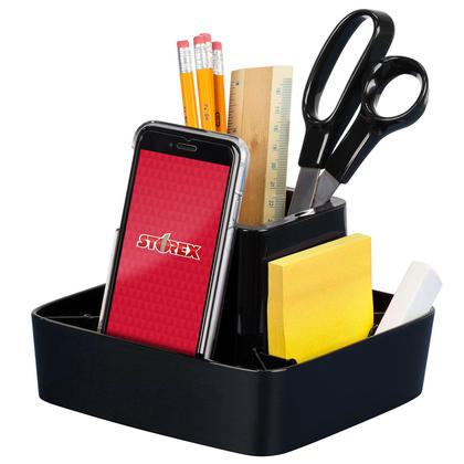 Storex® Modern Gloss Spinning Organizer, 6.2" x 4", Black