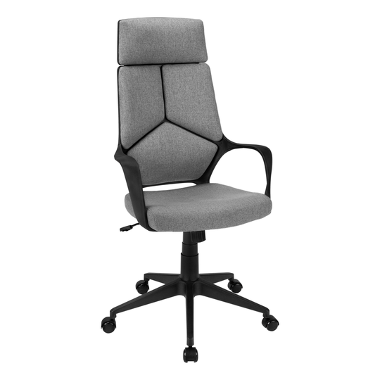 Monarch Specialties 1 Contemporary Adjustable Height Swivel Executive Chair in Black/Dark Grey