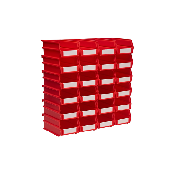 Triton Products LocBin Stacking Hanging Interlocking Polypropylene Storage Bin in Red (24-Pack)