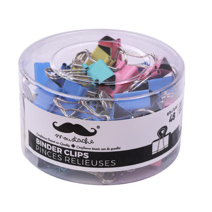 Assorted Color Regular Binder Clips, 1" (25mm), 48 pcs/Box - Moustache@