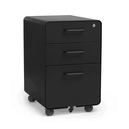 3-Drawer Mobile Steel Pedestal File Cabinet with Lock - Moustache® - Black