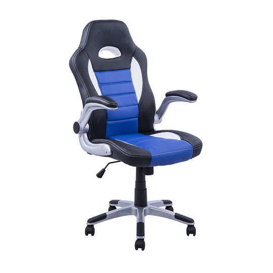 HomCom Blue and Black Contemporary Adjustable Height Swivel Gaming Chair