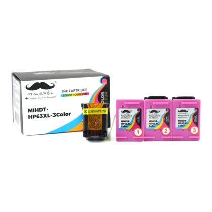 Compatible HP 63XL F6U63AN Eco-Saver Tri-Color Ink Cartridge High Yield 3PK Combo - Moustache®