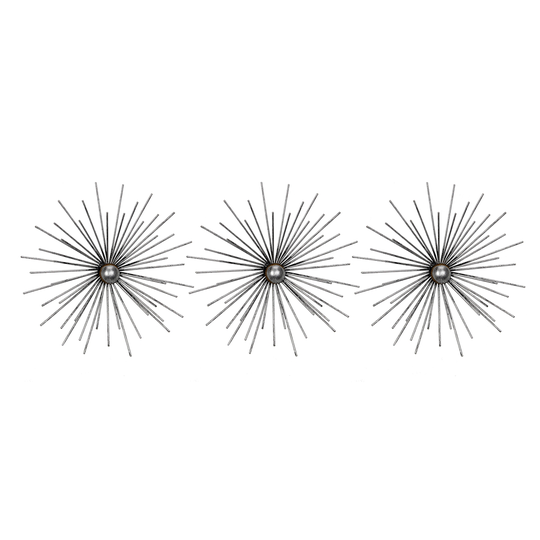 Habitat Cabers 1.25-in H x 27-in W Silver Starbusts Metal Wall Accent - Set of 3
