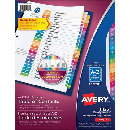 Avery@ Ready Index@ Table of Content Dividers, A-Z, Multi-color (11125) 396101