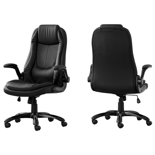 Monarch Specialties Monarch Executive Office Chair - Black Leather Look - High Back