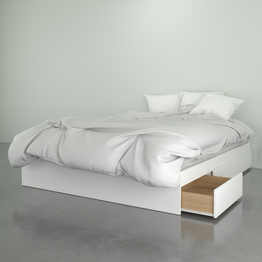 Nexera 3 Drawer Walnut White 81.75-in x 62-in Queen Size Bed