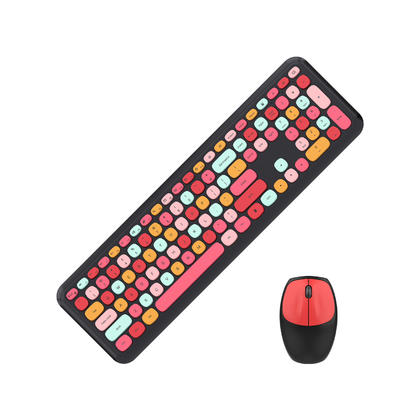 Slim Wireless Keyboard and Mouse Combo with Color Round Keycaps