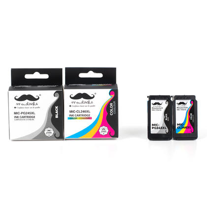 Compatible Canon PIXMA TS3425 Canon PG245XL CL246XL Black and Color Ink Cartridge Combo - Moustache®