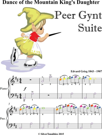Dance of the Mountain King's Daughter Peer Gynt Suite Easiest Piano Sheet Music with Colored Notation