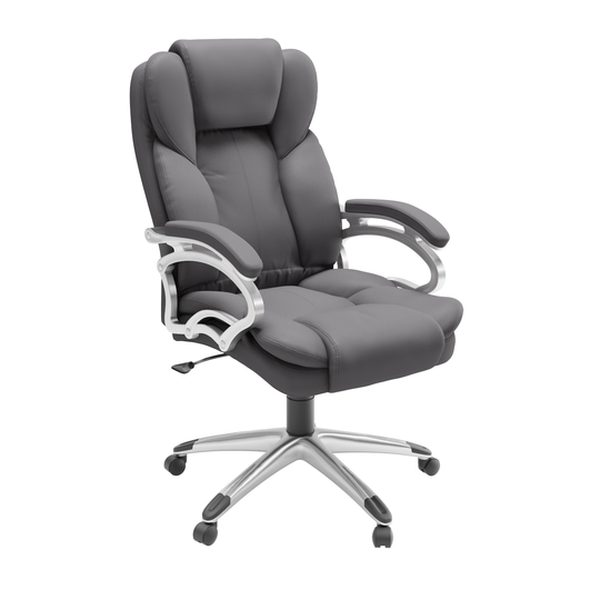 CorLiving CoreLiving 22.50-in x 21.00-in Steel Grey Leatherette Executive Office Chair