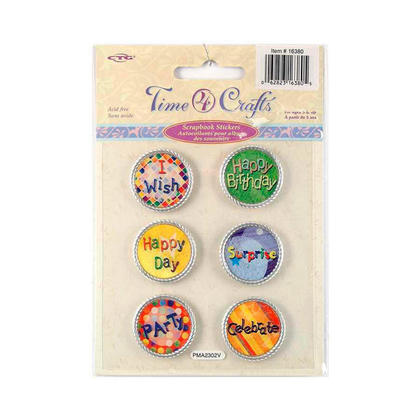 Self-Adhesive Party Scrapbook Metal Stickers, Round Shape - Time 4 Crafts