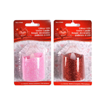V'tines Glitter LED Votive Candle,1 randomized color per pack