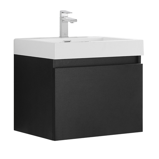 Fresca Senza 24-in Black Single Sink bathroom Vanity with White Acrylic Top