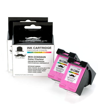 Compatible HP 901 CC656AN Color Ink Cartridge - Moustache - 2/Pack