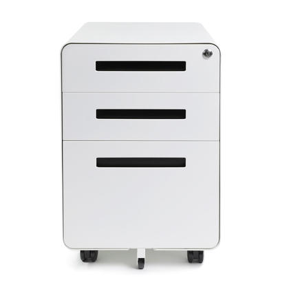 3-Drawer Steel Mobile Pedestal File Cabinet with Lock - Moustache® - White