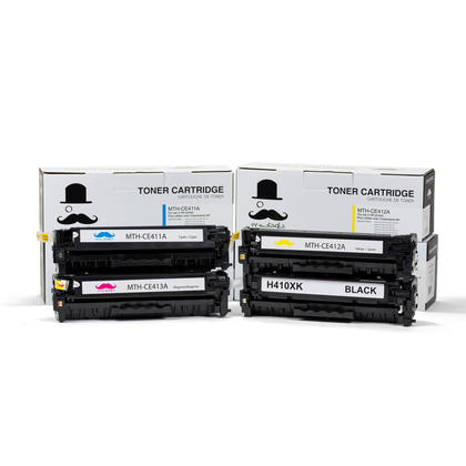 Compatible HP 305X Black + HP 305A Color Toner Cartridge Combo BK/C/M/Y - Moustache