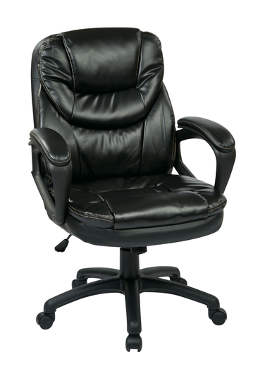 Work Smart™ 22.00-in x 21.25-in Black Faux Leather Chair with Padded Arms