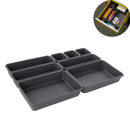 Interlocking Drawer Storage Organizer, Cube Divider Box, 8 in 1 - Gray