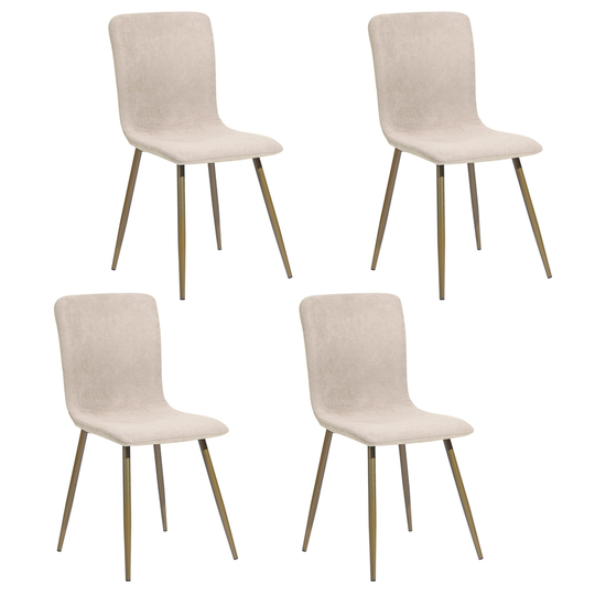 Homycasa Scargill Beige and Gold Upholstered Dinning Chair with Metal Frame - Set of 4