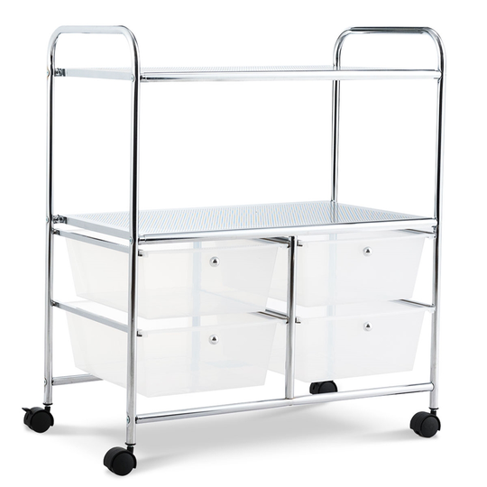 Costway Clear 4-Drawer Storage Cart