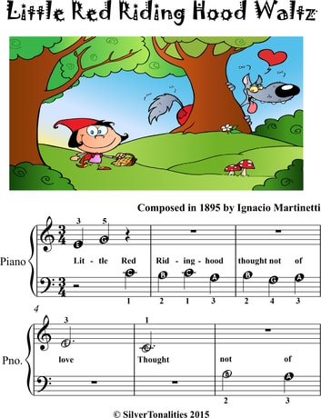Little Red Riding Hood Waltz Beginner Piano Sheet Music with Colored Notations