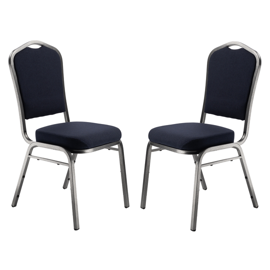 National Public Seating 9300 Series Midnight Blue Fabric Traditional Stackable Chairs with Silver Vein Frame - Set of 2