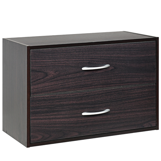 Costway Espresso 2-Drawer Composite Office Cabinet