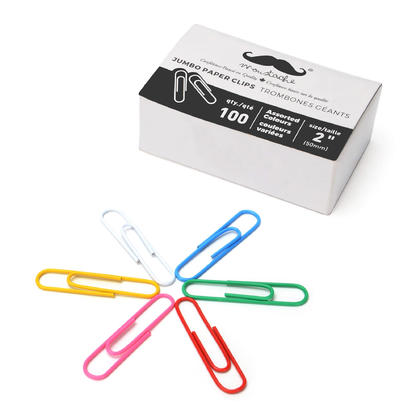 #1 Paper Clips, Assorted Colors, 100 pcs/Box - Moustache@ - 2" (50mm)