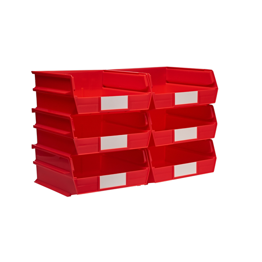 Triton Products LocBin Stacking Hanging Interlocking Polypropylene Storage Bin in Red (6-Pack)
