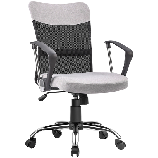 Vinsetto Ergonomic Home Office Chair with Armrest Linen Fabric and Mesh Backrest