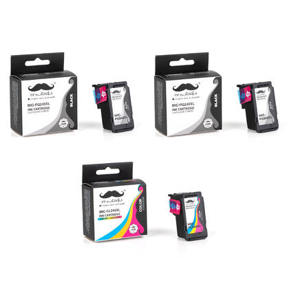 Compatible Canon PG245XL CL246XL 2x Black and Color Ink Cartridge Combo - Moustache® - 3PK