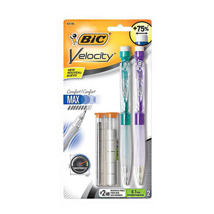 BiC® Velocity™ Mechanical Pencil Set with 5 Erasers and 12 HB Leads, 0.7mm Point