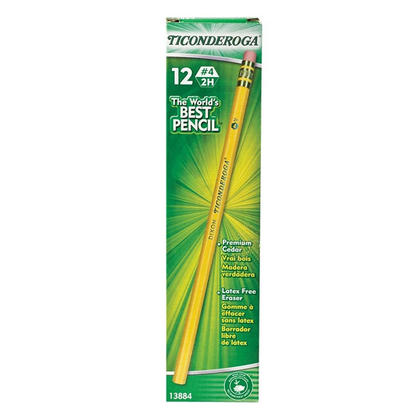 Dixon Ticonderoga@ Wood-Case Pencil, 12/Box, Yellow - 2H 310839