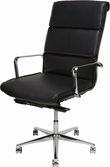Lucia Office Chair (High Back - Black with Silver Base)