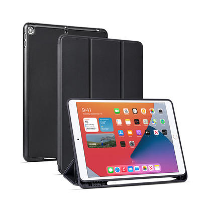 PU Leather Shockproof Protective Case with Pencil Holder for iPad 7/8 10.2" - PrimeCables® - Black