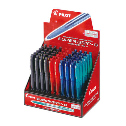 Pilot Super Grip G Ballpoint Pen with Neon Cap, Assorted Colors, 60/Pack - 1.0 mm