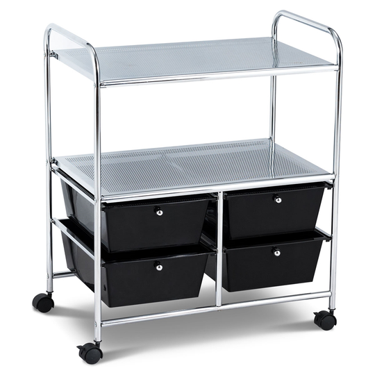 Costway Black 4-Drawer Storage Cart