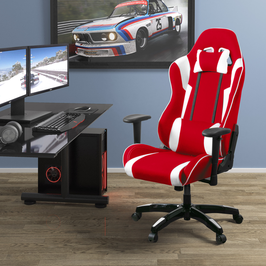 CorLiving High Back Ergonomic Gaming Chair - Red and White