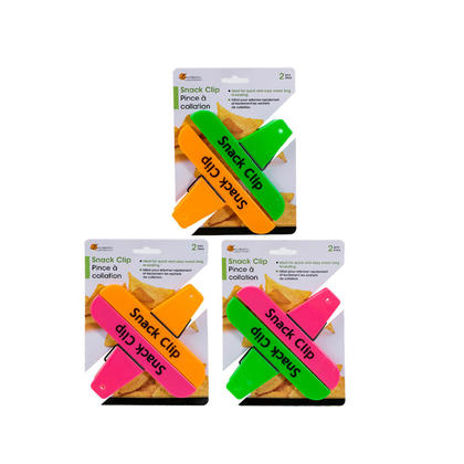 Bag Clip Snack Food Sealing Clip Storage Kitchen Large 2Pcs/Pack, 1 Randomized Color Per Pack