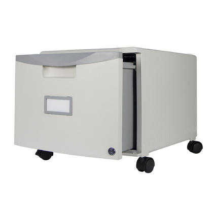 Storex One-Drawer 18-Inch File Cabinet with Lock and Casters, Legal/Letter Size - Gray