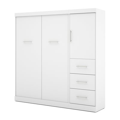Bestar Nebula Collection 83.60-in x 83.30-in White 84-in 1 Door 3 Drawer Murphy Style Bed