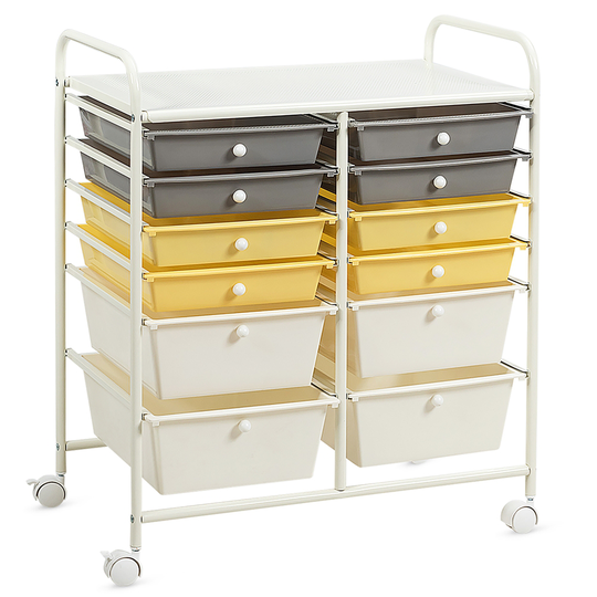 Costway Yellow 12-Drawer Storage Cart