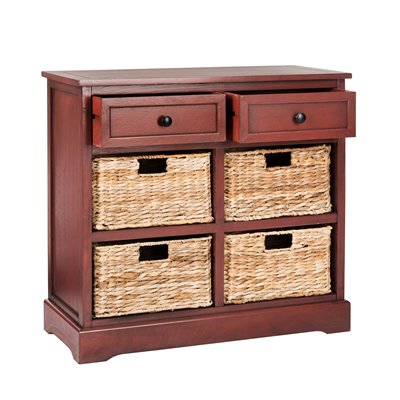 Safavieh Herman Rectangular Red Pine 2 Drawer Storage Unit Console Table