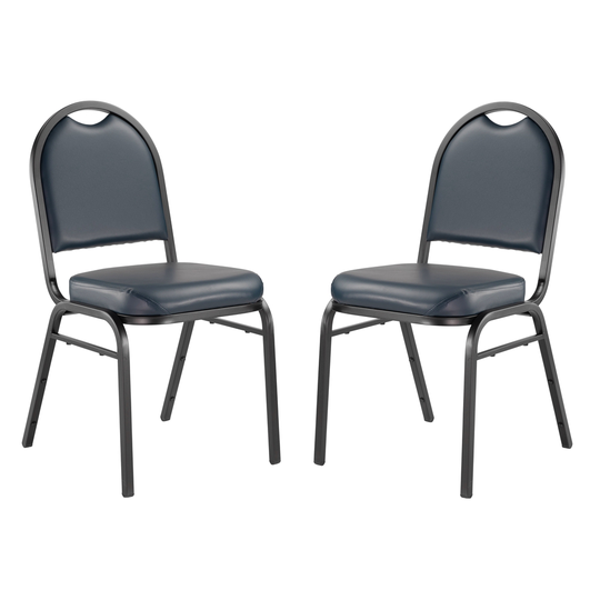 National Public Seating 9200 Series Midnight Blue Vinyl Traditional Stackable Chairs with Black Frame - Set of 2