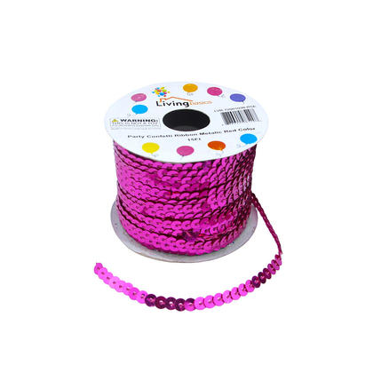 Party Confetti Ribbon Metalic Rose Color 15Ft - Rose