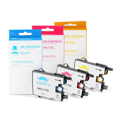 Compatible Brother LC79 3PKS Color Ink Cartridge Combo Extra High Yield C/M/Y - Moustache