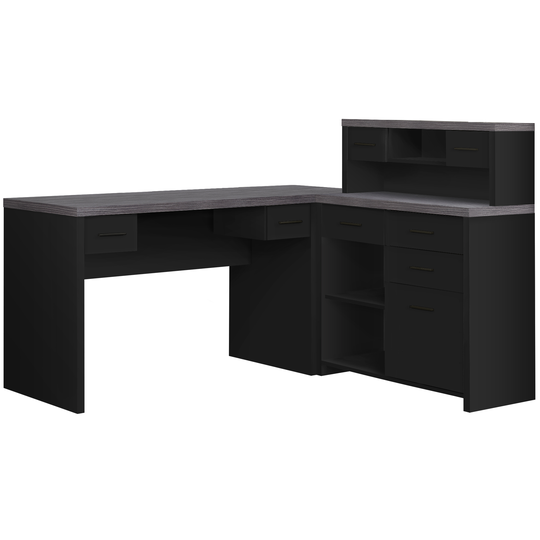 Monarch Specialties Monarch Computer Desk with Crib L-Shape - Black and Grey Top