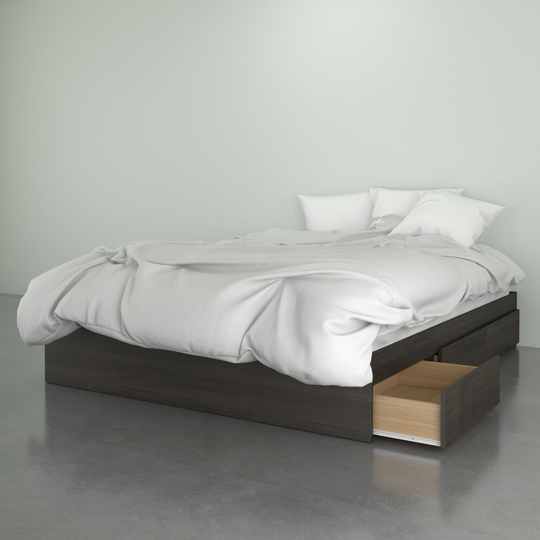 Nexera 3 Drawer Ebony 81.75-in x 62-in Queen Size Bed