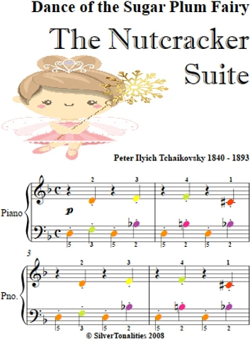 Dance of the Sugar Plum Fairy the Nutcracker Suite Easy Piano Sheet Music with Colored Notes